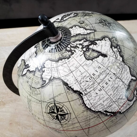 Abbott Collection - Tabletop Globe Grey/Green/Black - Dark Academia Study Decor - Picture 2 of 10